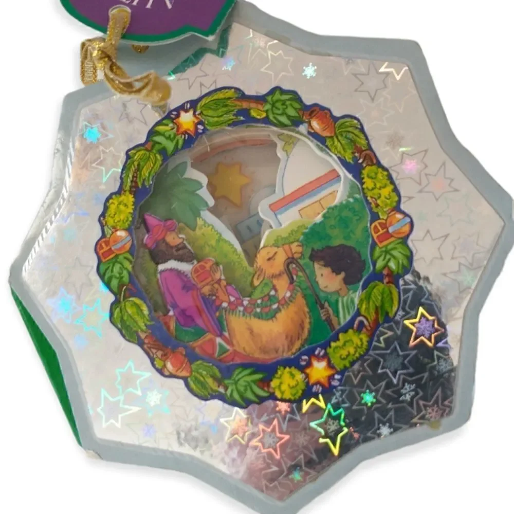 Vtg A Little Christmas Window Book Ornament The Star Nativity 1996 Metallic Kids